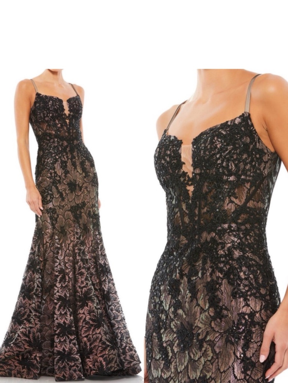 Mac Duggal 79252 Notched Neckline Lace Trumpet Dress (8)